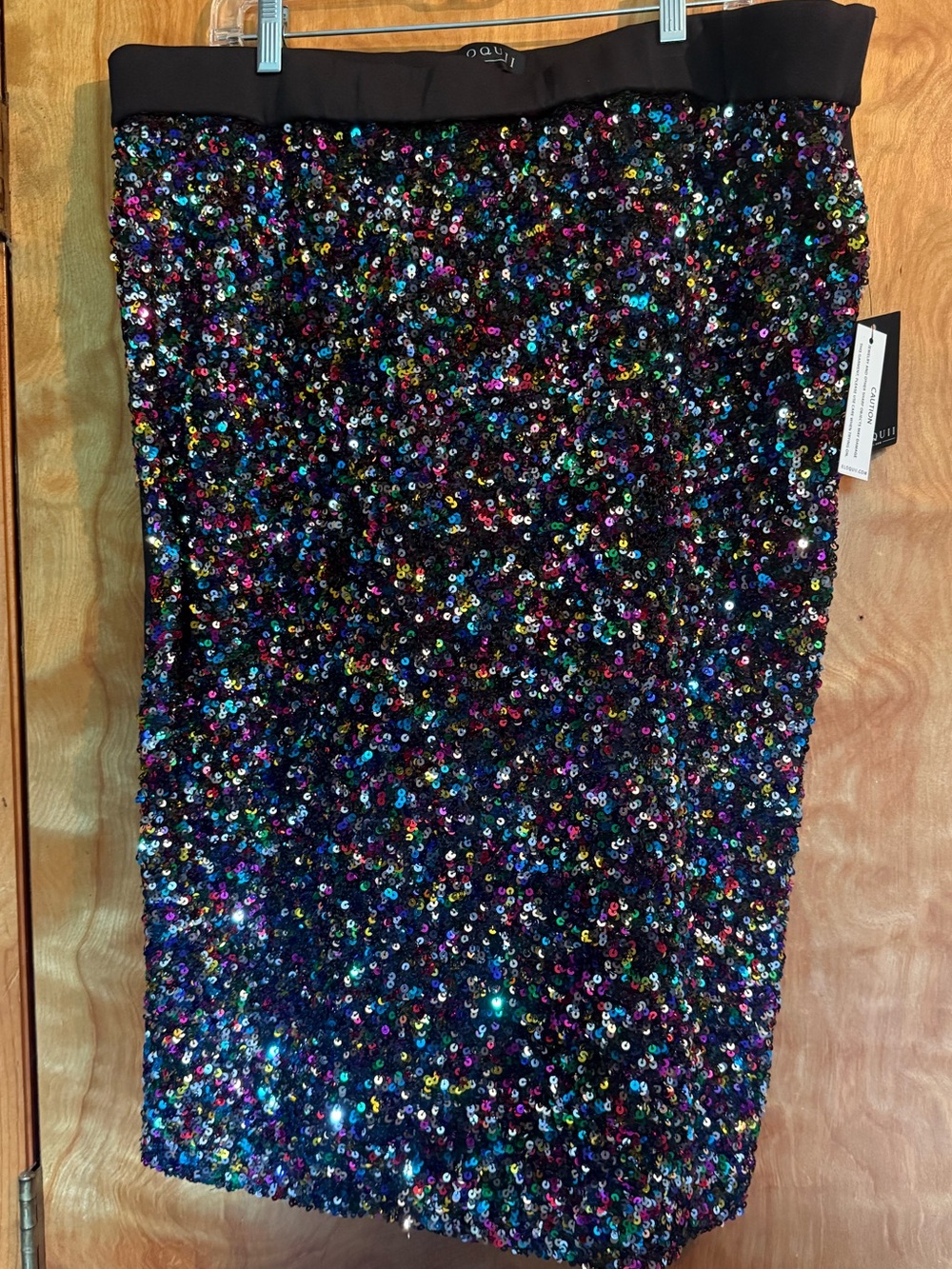Eloquii Black Iridescent Multi color Sequin Event Skirt Womens 22  lined NWT